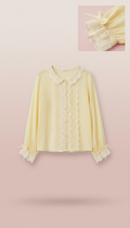 Lemon sorbet lace-trimmed blouse