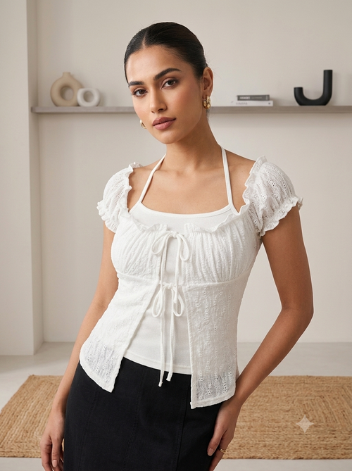Korean Style Lace-Up Corset Top