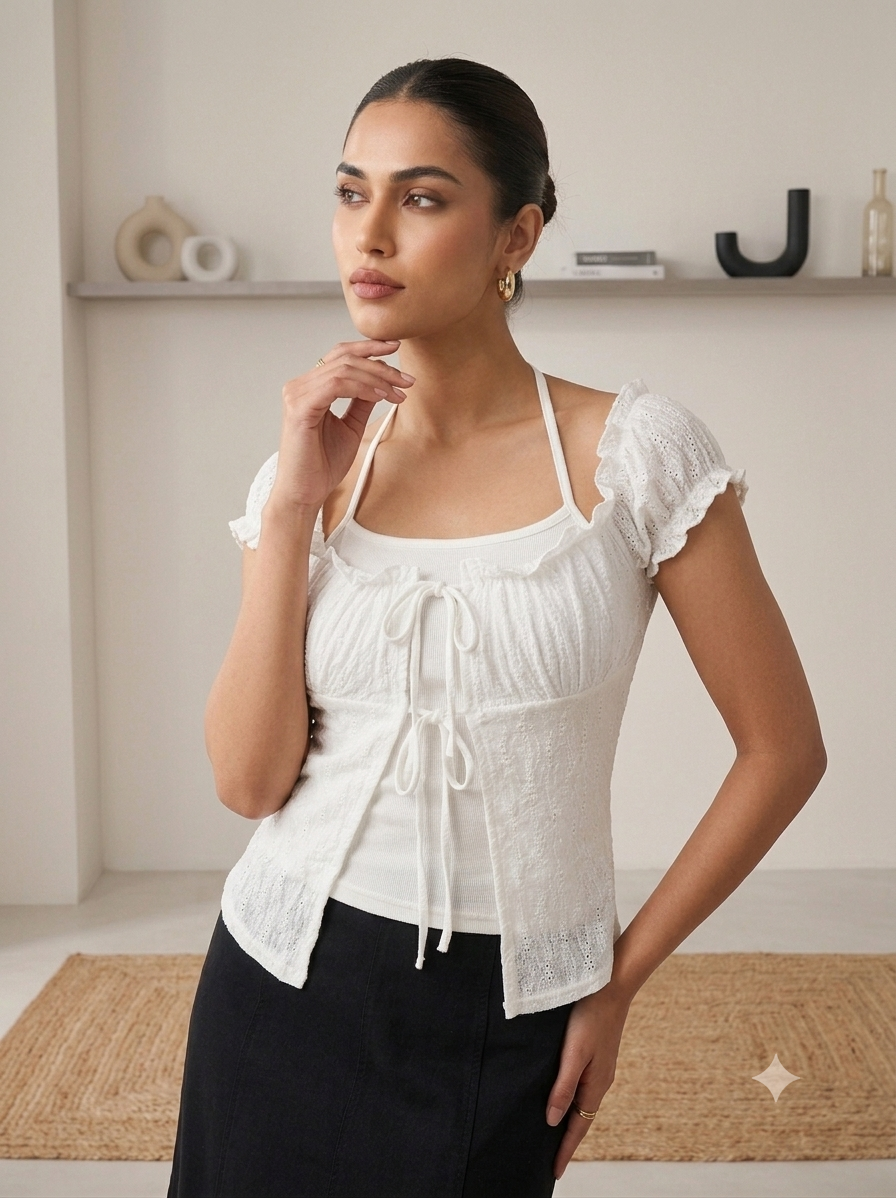 Korean Style Lace-Up Corset Top