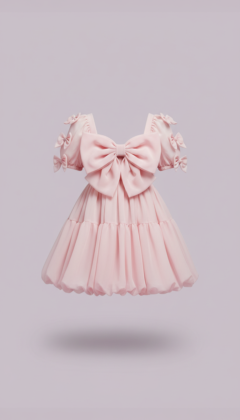 Bubble bow chiffon mini dress
