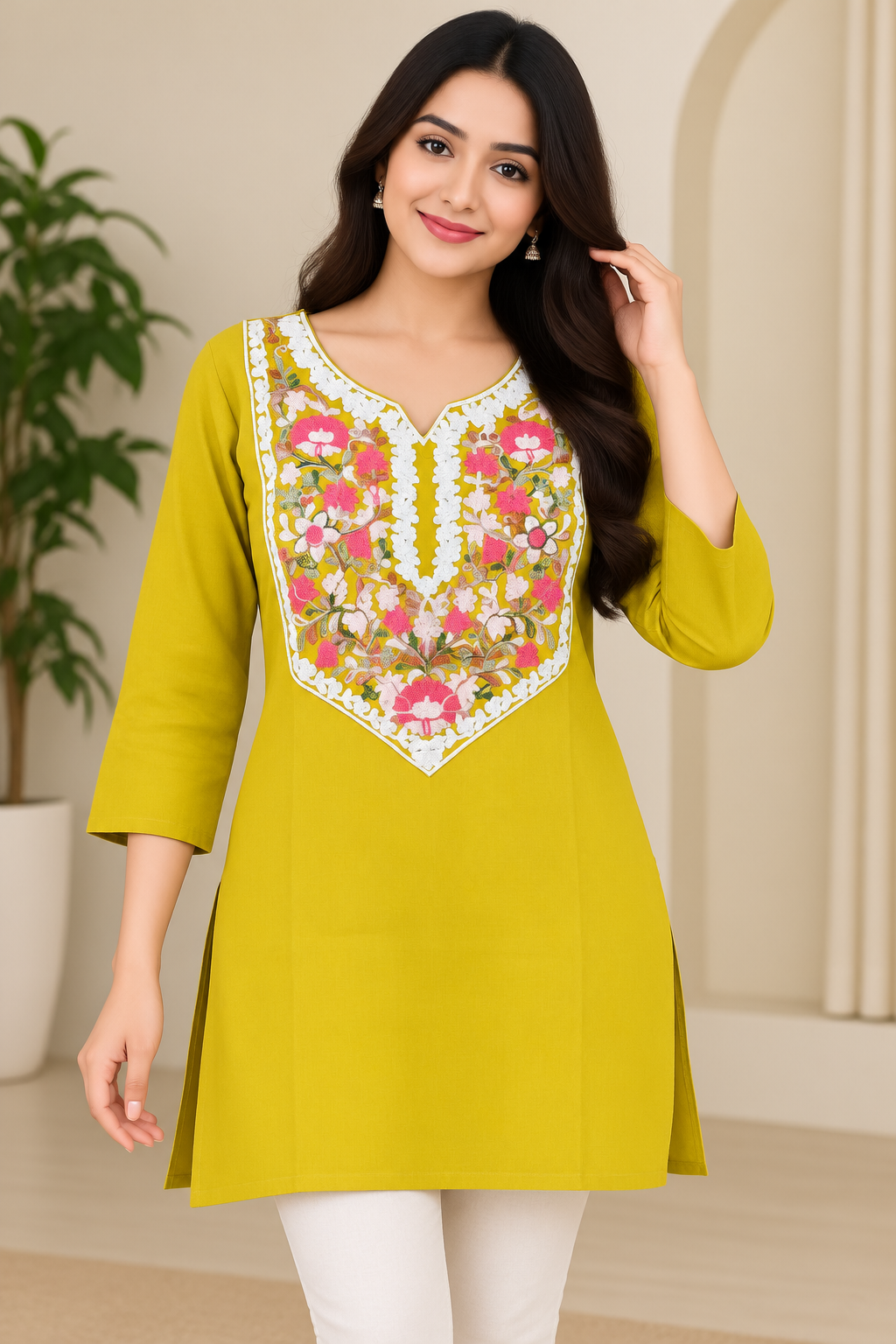 Kashmiri Embroidery Short Kurti