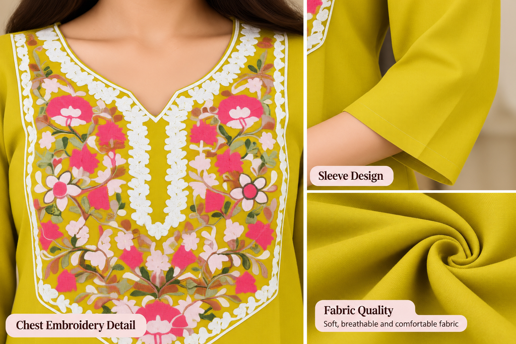 Kashmiri Embroidery Short Kurti