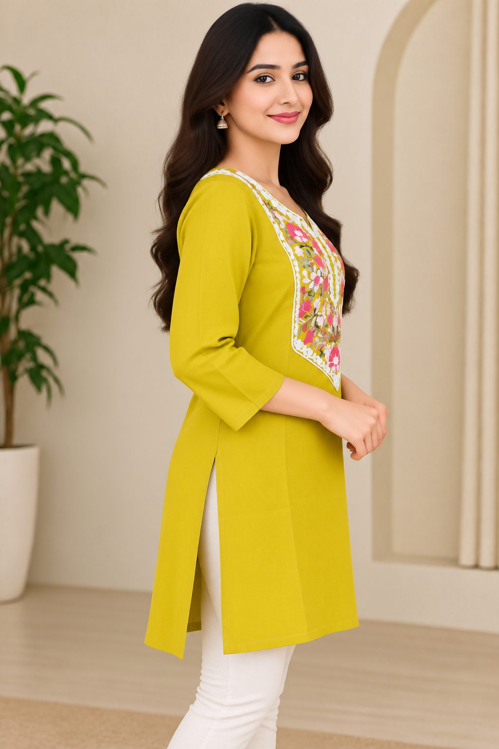 Kashmiri Embroidery Short Kurti