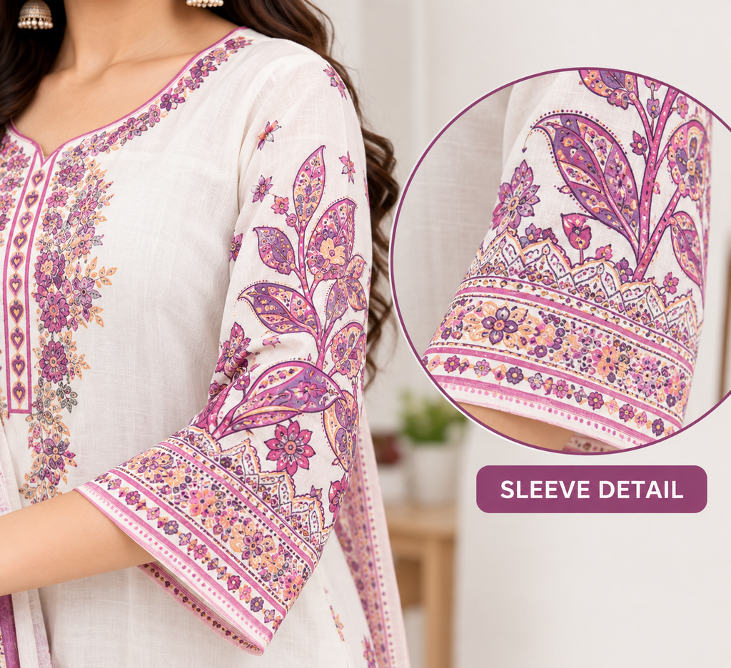 Women's Floral Printed Kurta Set with Pants and Dupatta